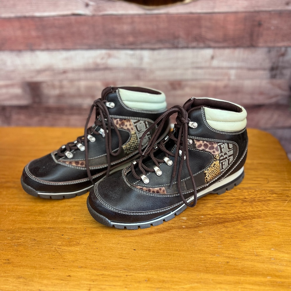 FUBU Brown & Cream Booties – Women’s Size 10 (New, Never Worn)